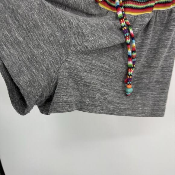 Lucky Brand Sleeveless Romper Cover Up Size Medium Gray Rainbow Trim - Picture 4 of 8